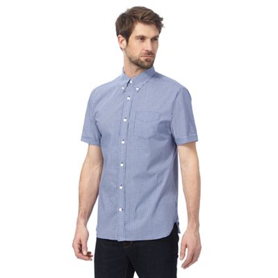 Blue geometric print shirt